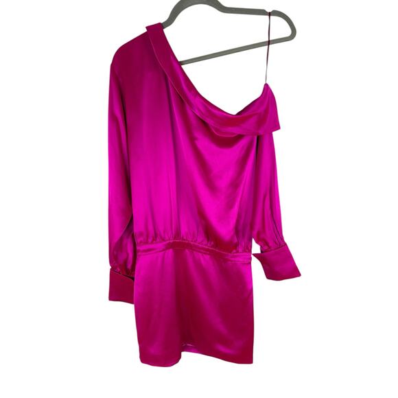 Retrofete Elio Mini Dress Satin Off Shoulder Long Sleeve Party Evening Pink XXS - Picture 4 of 13